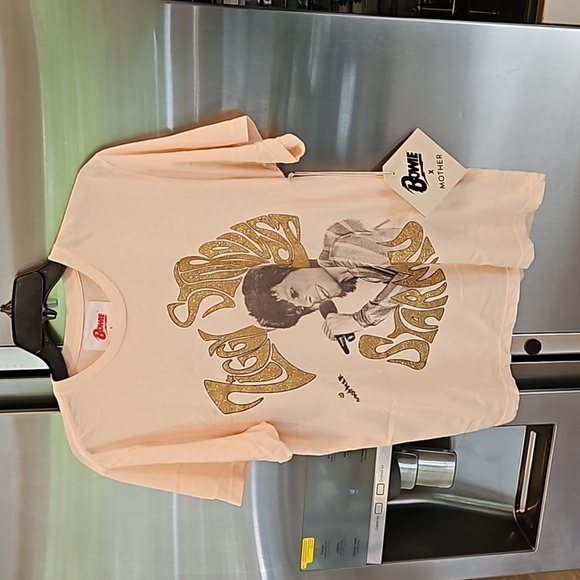 💕BOWIE x MOTHER💕 The Rowdy Glitter Graphic Tee ~ Starman Medium M NWT - Picture 12 of 16